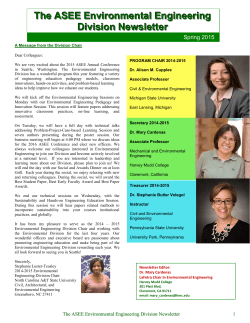The ASEE Environmental Engineering Division Newsletter