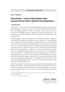 Ceteris Paribus - Gestalt Theory