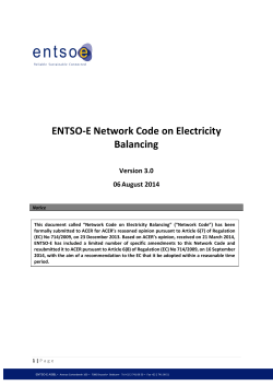 Draft Network Code on Electricity Balancing - Entso-e