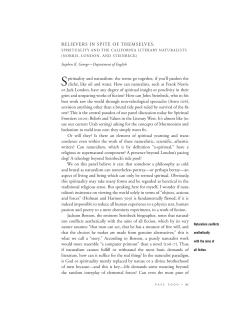 Spirituality and the California Literary Naturalists