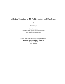 Inflation Targeting in Emerging Market Economies: An Overview