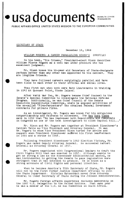 SECRETARY OF STATE WILLIAM ROGERS! A CAREER