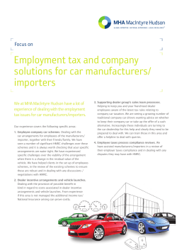 Employment tax and company solutions for car manufacturers