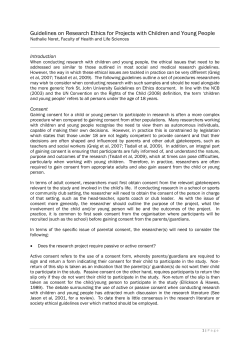 Guidelines on Research Ethics for Projects with Children and Young
