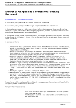 Excerpt 3: An Appeal Is a Professional