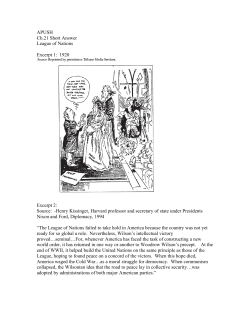 APUSH Ch.21 Short Answer League of Nations Excerpt 1: 1920