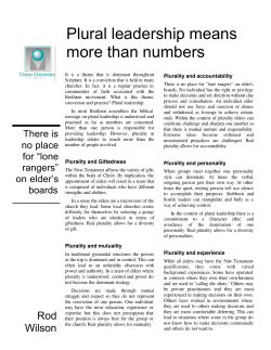 Plural leadership means more than numbers