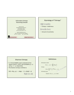 Etymology of &ldquo;Entropy&rdquo; Shannon Entropy