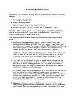 Conducting A Literature Review