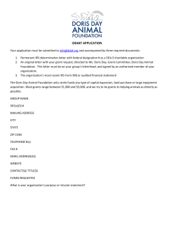 grant application - Doris Day Animal Foundation