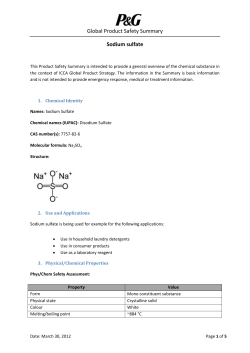Global Product Safety Summary