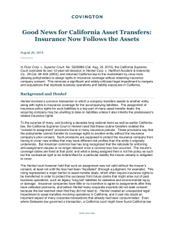 Good News for California Asset Transfers: Insurance Now Follows