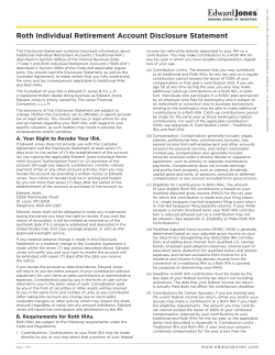 Roth Individual Retirement Account Disclosure
