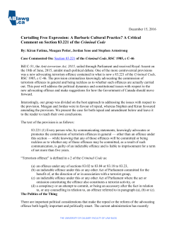 Curtailing Free Expression: A Barbaric Cultural Practice?