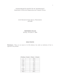MASSACHUSETTS INSTITUTE OF TECHNOLOGY Department of