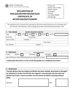 DECLARATION OF MISLAID/DESTROYED/DEFACED