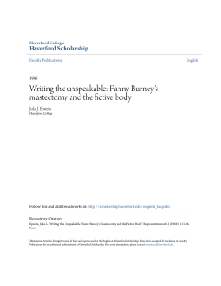 Fanny Burney`s mastectomy and the fictive body