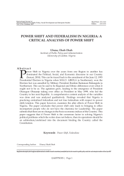 power shift and federalism in nigeria: a critical analysis of power shift