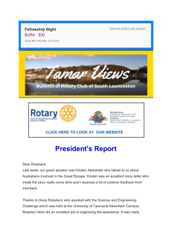 President`s Report - Rotary Club of South Launceston