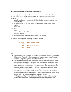ERHS Cross Country - Pasta Party Information