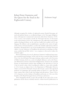 Johan Ernst Gunnerus and the Quest for the Soul in the Eighteenth
