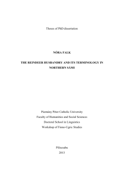 Theses of PhD dissertation N&Oacute;RA FALK THE REINDEER