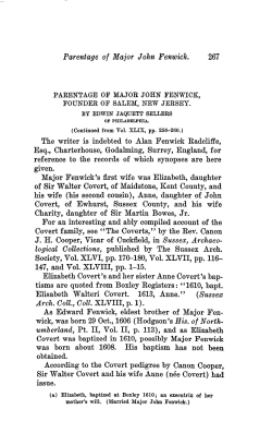 Parentage of Major John Fenwick. 267 The writer is indebted to Alan