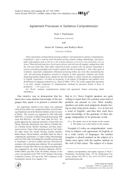Agreement Processes in Sentence Comprehension