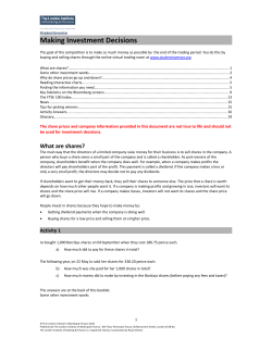 Making Investment Decisions - Student Investor Challenge