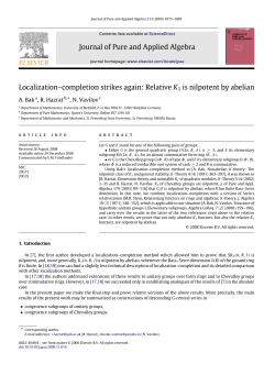 Journal of Pure and Applied Algebra Localization&ndash;completion