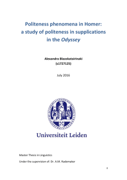 Politeness phenomena in Homer: a study of politeness in
