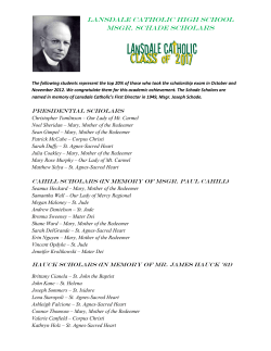 LANSDALE CATHOLIC hIGH SCHOOL MSGR. SCHADE SCHOLARS