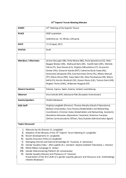 15th Experts` Forum Meeting Minutes EVENT 15th Meeting of the