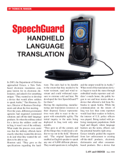 SpeechGuard HANDHELD LANGUAGE TRANSLATION