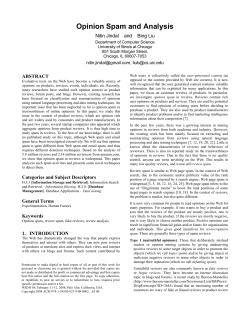 Opinion Spam and Analysis