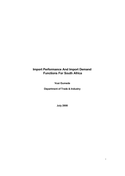 Import Performance And Import Demand Functions For South