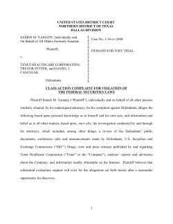 Tenet Healthcare Corporation - Complaint