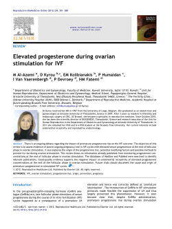 Elevated progesterone during ovarian stimulation for IVF