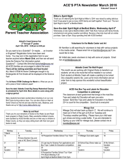 ACE`S PTA Newsletter March 2016 - Abbotts Creek ES PTA