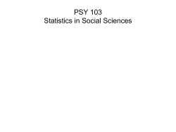 PSY 103 Statistics in Social Sciences
