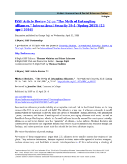 &ldquo;The Myth of Entangling Alliances.&rdquo; International Security 39:4 - H-Net