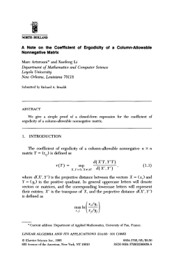 A Note on the Coefficient of Ergodicity of a Column