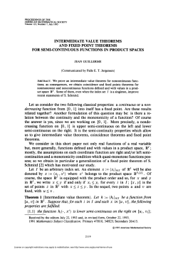INTERMEDIATE VALUE THEOREMS AND FIXED POINT