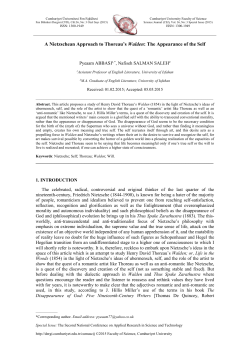 A Nietzschean Approach to Thoreau`s Walden: The Appearance of