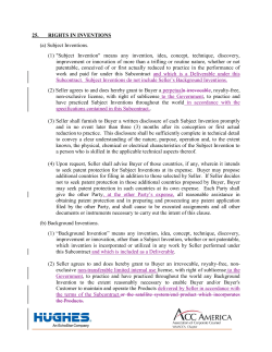 25. RIGHTS IN INVENTIONS (a) Subject Inventions. (1) "Subject