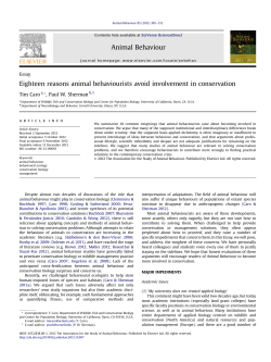 Eighteen reasons animal behaviourists avoid