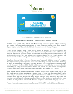PRESS RELEASE FOR IMMEDIATE RELEASE Bloom at Belfair