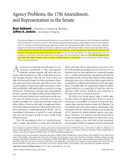 Agency Problems, the 17th Amendment, and Representation in the