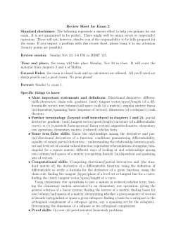 Review Sheet for Exam 2 Standard disclaimer: The following
