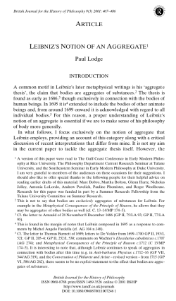 ARTICLE LEIBNIZ`S NOTION OF AN AGGREGATE